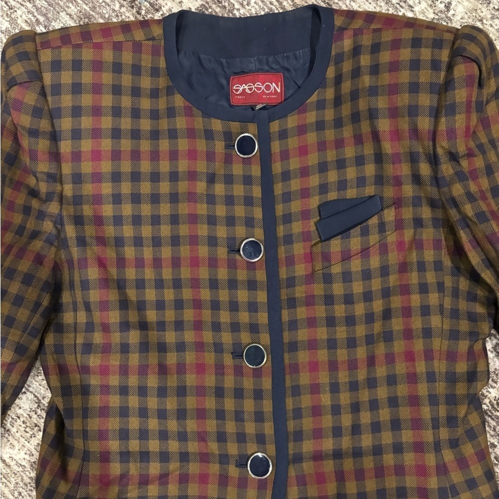 Vintage Sasson Checkered Women's Jacket - Picture 2 of 9